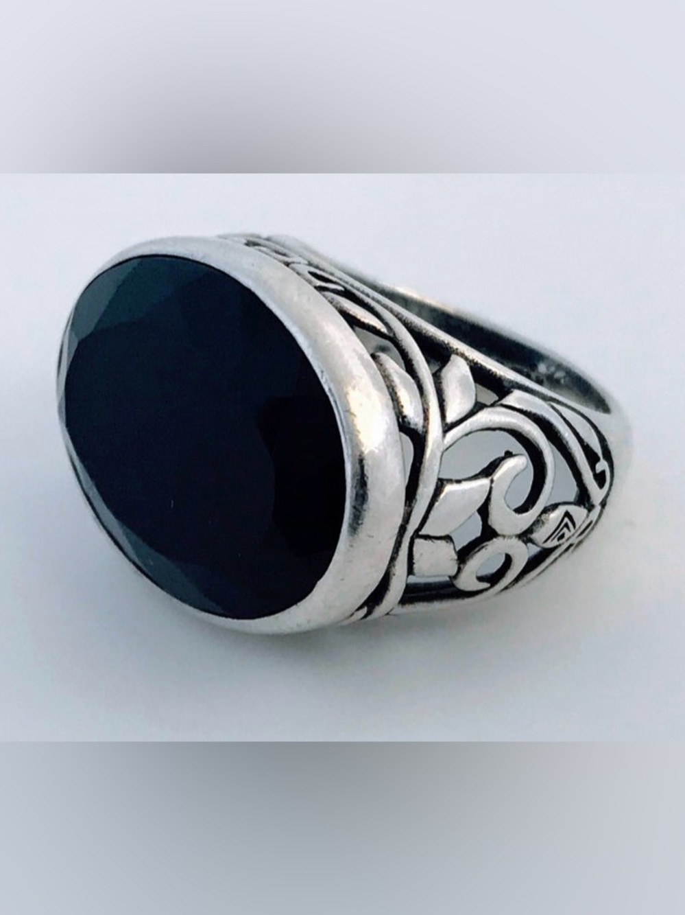 Silpada Sterling Silver Faceted Black Onyx Oval Ring - Picture 4 of 5